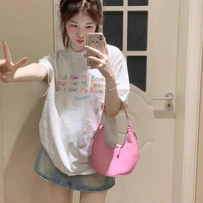 2025夏季新款韩版短袖T恤女美式复古慵懒风休闲百搭白色上衣潮ins
