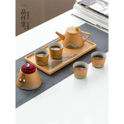 OF9D 整套黑石釉陶瓷茶壶茶杯套装简约家用功夫茶具一壶四杯