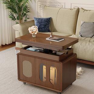新款小户型推车实木茶几可移动升降折叠茶几客厅家用角几沙发边几