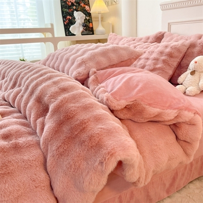 牛奶绒被套单件冬季兔兔绒兔毛绒加绒加厚双面绒珊瑚绒单人被罩
