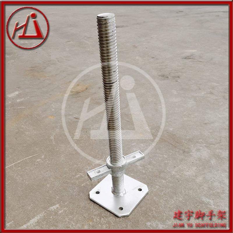 脚手架可调节支撑底座镀锌丝管工地施工爬梯可调底座BaseJack