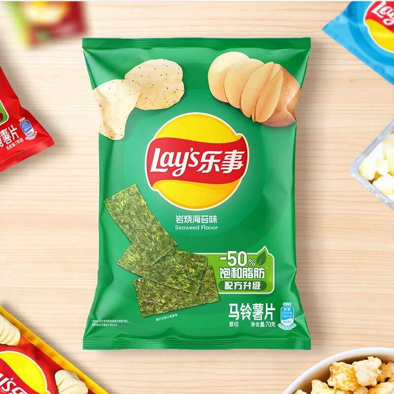 乐事岩烧海苔味薯片70g大包海苔味零食土豆马铃薯休闲零食大礼包