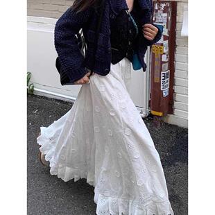 2024新款春小个子梨型身材裙子仙女超仙森系高腰a字白色半身裙女