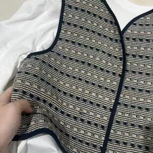 复古条纹小香风马甲女2025春夏新款叠穿背心千金风外穿无袖上衣潮