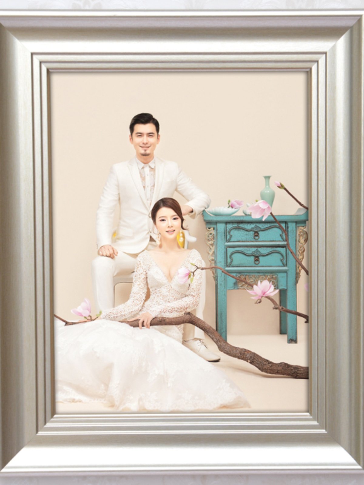 阳科婚纱照相框墙挂16 24 36 40寸照相馆婚纱照放大相框相框定制