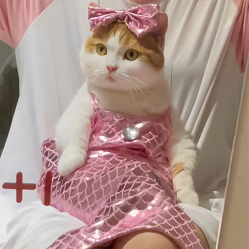 猫咪美人鱼搞怪宠物连体衣服