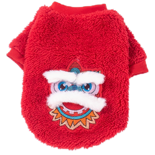 秋冬季加厚保暖猫咪衣服过年新年喜庆幼猫舞狮子保暖宠物狗狗唐装