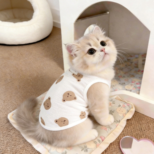 猫咪衣服春夏季纯棉纱背心舒适亲肤防掉毛小型犬家居服睡衣空调服