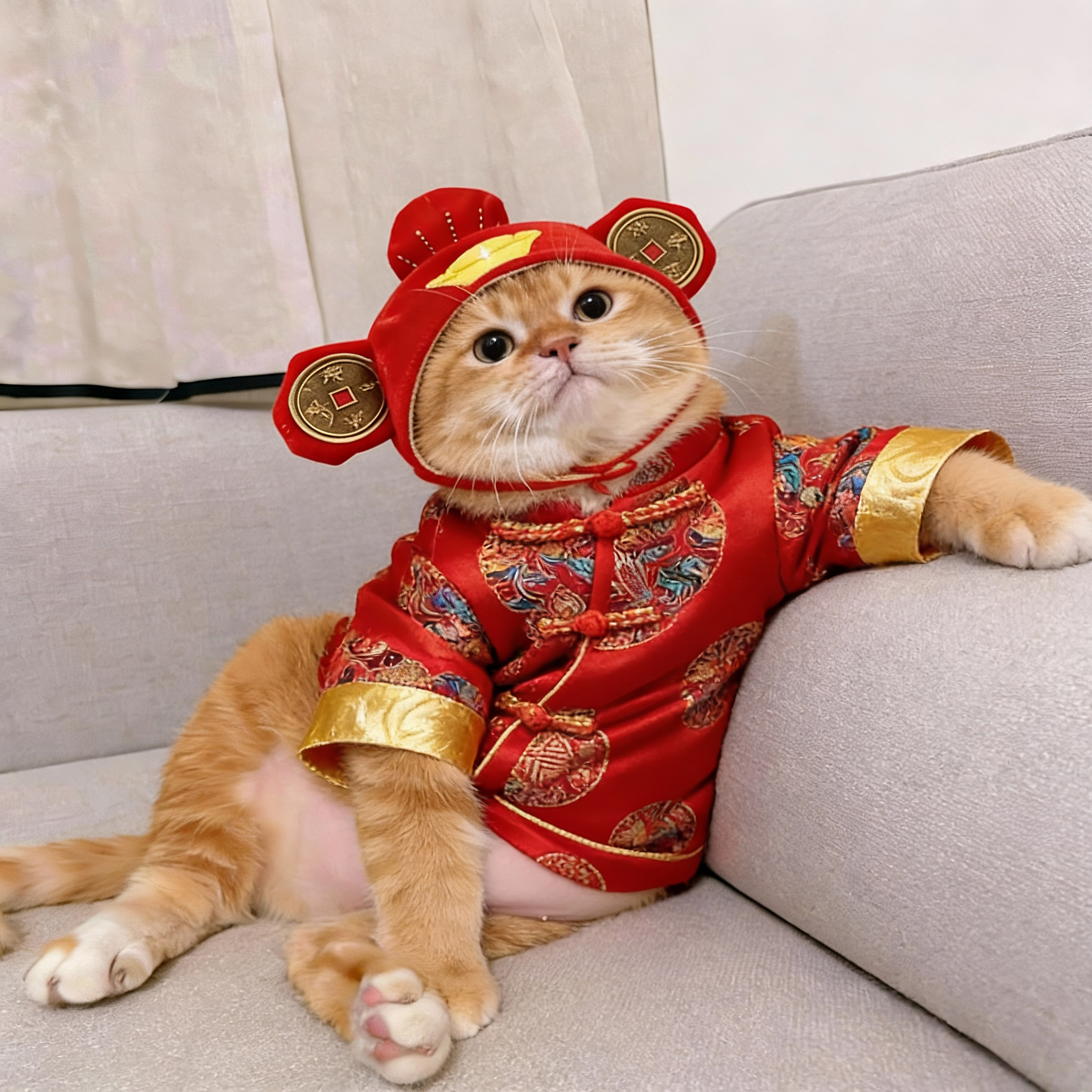 猫咪衣服新年盘扣唐装冬天保暖加绒防掉毛橘猫布偶小型犬喜庆服饰,宠物/宠物食品及用品,猫宠物服装/雨衣（新）,淘宝优惠券,粉丝福利购,淘宝优惠卷
