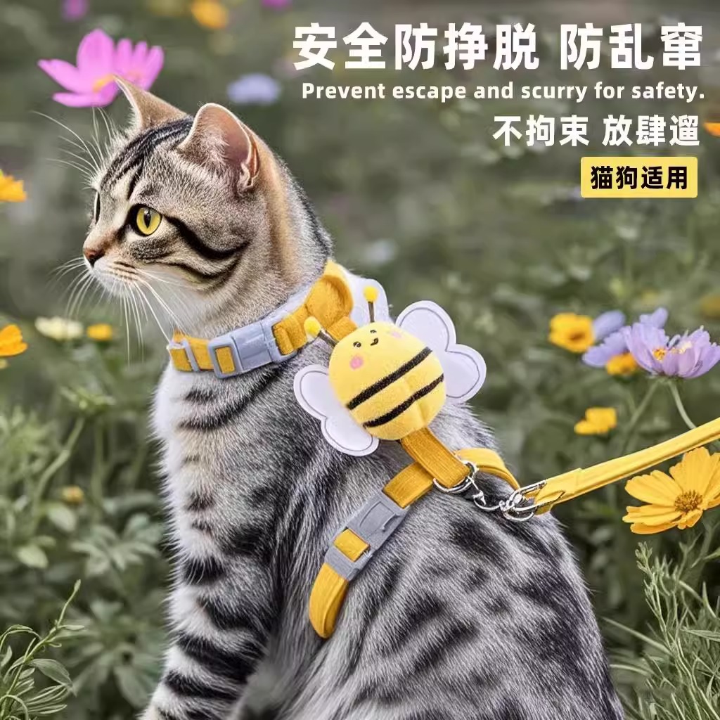 猫咪牵引绳防挣脱外出专用遛猫绳