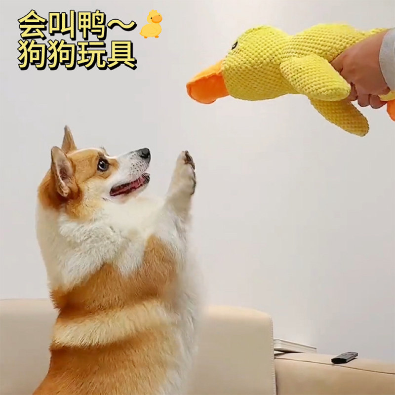 狗狗玩具发声毛绒玩偶鸭子解闷神器磨牙耐咬小狗金毛柯基宠物用品