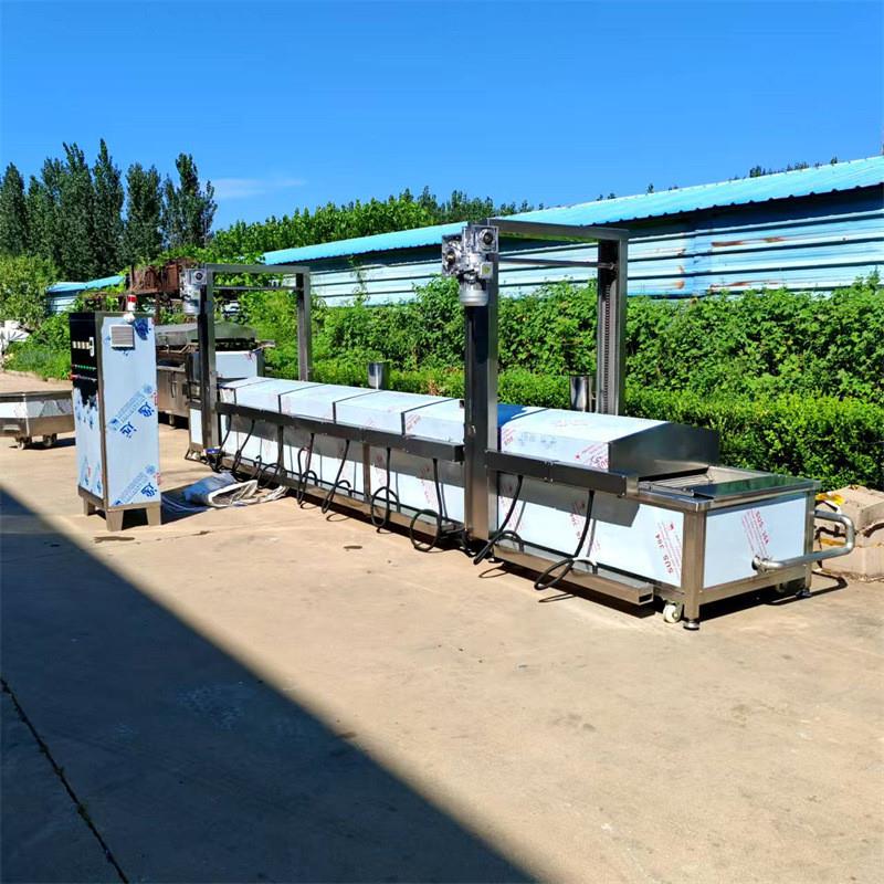 上浆面包油炸机 自动翻面面包油炸设备 面包片裹浆油炸流水线