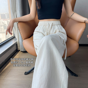 天丝亚麻阔腿裤女夏薄款直筒宽松小个子麻休闲裤