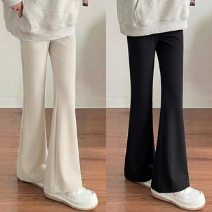 秋冬加绒加厚高弹微喇西装裤女大码显瘦梨型身材三种裤长可选