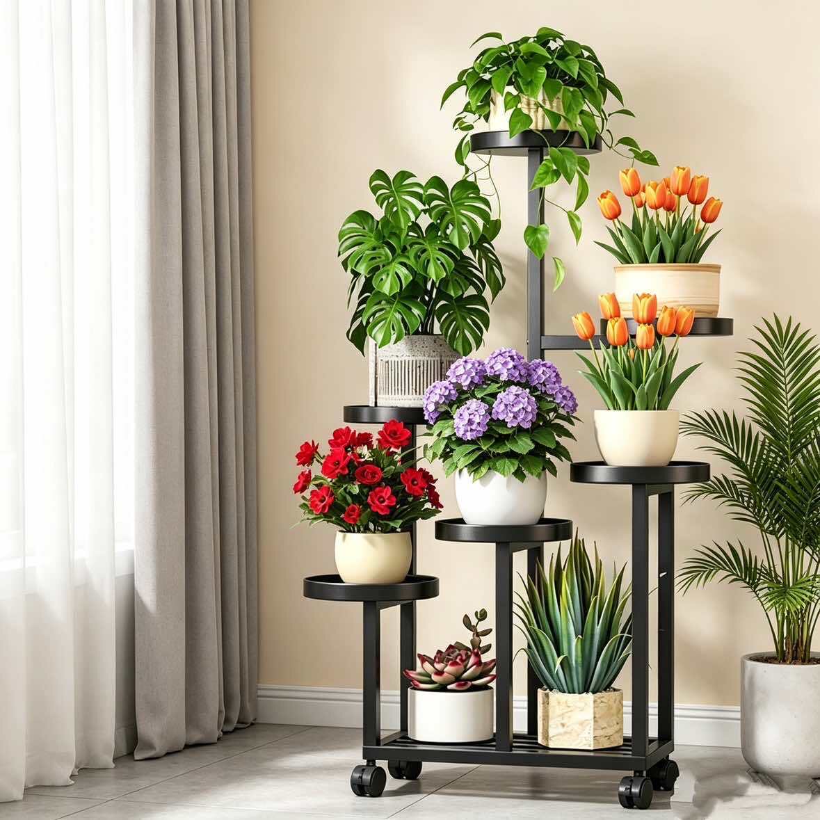 新款植物室内架花架子花架阳台铁艺落地式多肉花盆高级感客厅多层