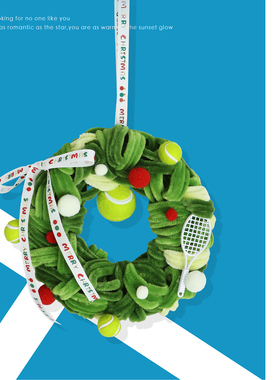 原创手工扭扭棒网球圣诞花环节日装饰场景布置送礼伴手礼挂件门挂