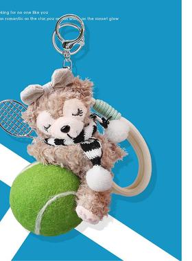 趴网球的莉玫熊包挂运动风可爱包包装饰挂件挂饰奖品礼物名字定制