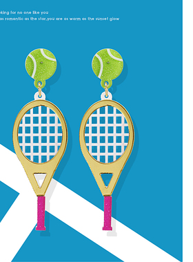 创意趣味运动风ins亚克力网球拍造型个性网球耳环耳饰礼物奖品