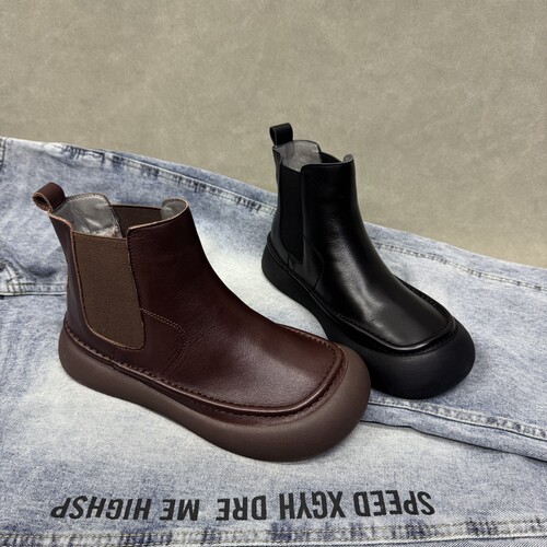 且朴2025冬季新款加绒保暖百搭低帮复古棉鞋头层牛皮通勤舒适女鞋