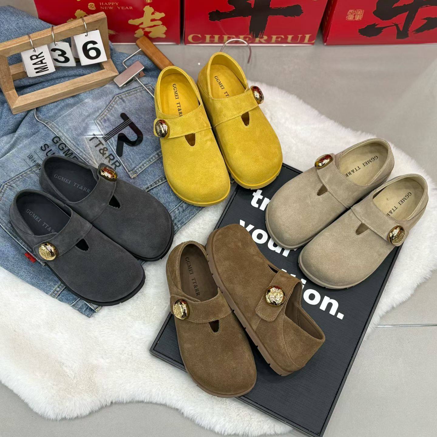 2026年春季新款复古圆头平底舒适软面单鞋通勤时尚休闲女鞋,女鞋,浅口单鞋,淘宝优惠券,粉丝福利购,淘宝优惠卷