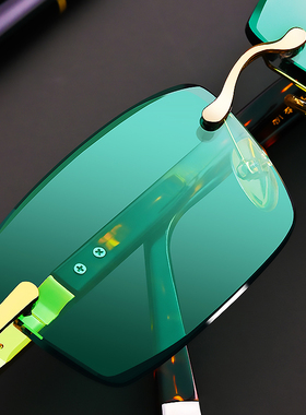 墨绿色真水晶石东海切角太阳镜