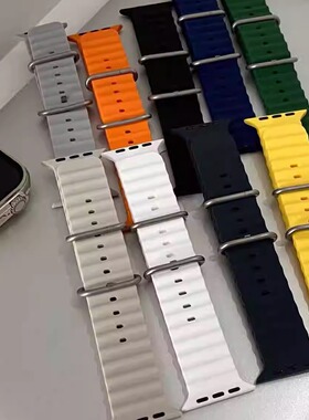 适用华强北s876se/ts8/DT8max海洋硅胶表带 applewatch8ultra通用