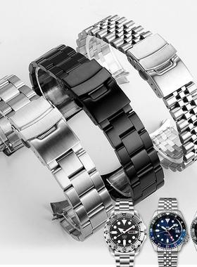 适配SEIKO精工5号表SKX007/009SDRP599SSK003弧口金属精钢手表带