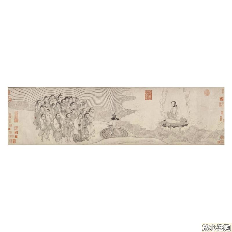 番王礼佛图高清微喷古代佛e画复制品传统人物白描画稿工笔佛像白