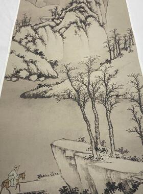 明沈周灞桥风雪图名家山水人物工笔画v雪景画真迹微喷画稿学习临