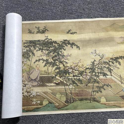 清禹之鼎春泉洗药图彷古工笔人T物国画高清复制临摹学习装饰画