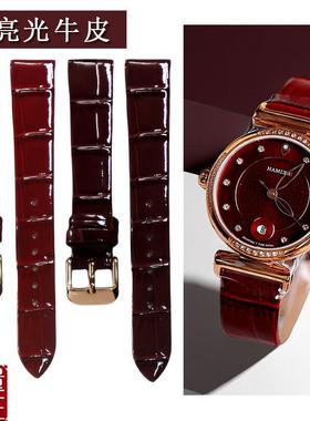 亮光酒红真皮表带代用雷迈6q116西腾9097/9116宝舵99080宝时捷格