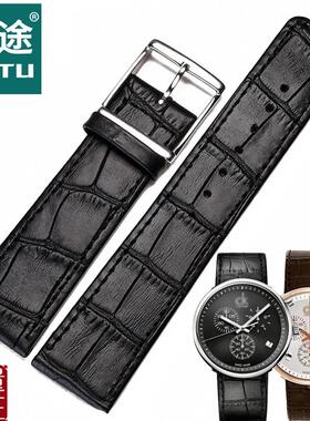 CK表带K2N281C1/K2N281CC6/K2N286G6专用真皮手表带男