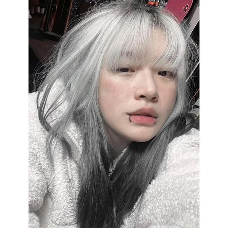 「迷雾之夜」银黑渐变lolita哥特魔女亚文化齐刘海长卷假发,美发护发/假发,日常整顶假发,淘宝优惠券,粉丝福利购,淘宝优惠卷