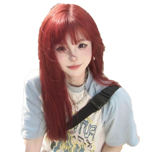 海王红假发全套女长直发显白甜酷空气刘海树莓红自然隐形仿真人发