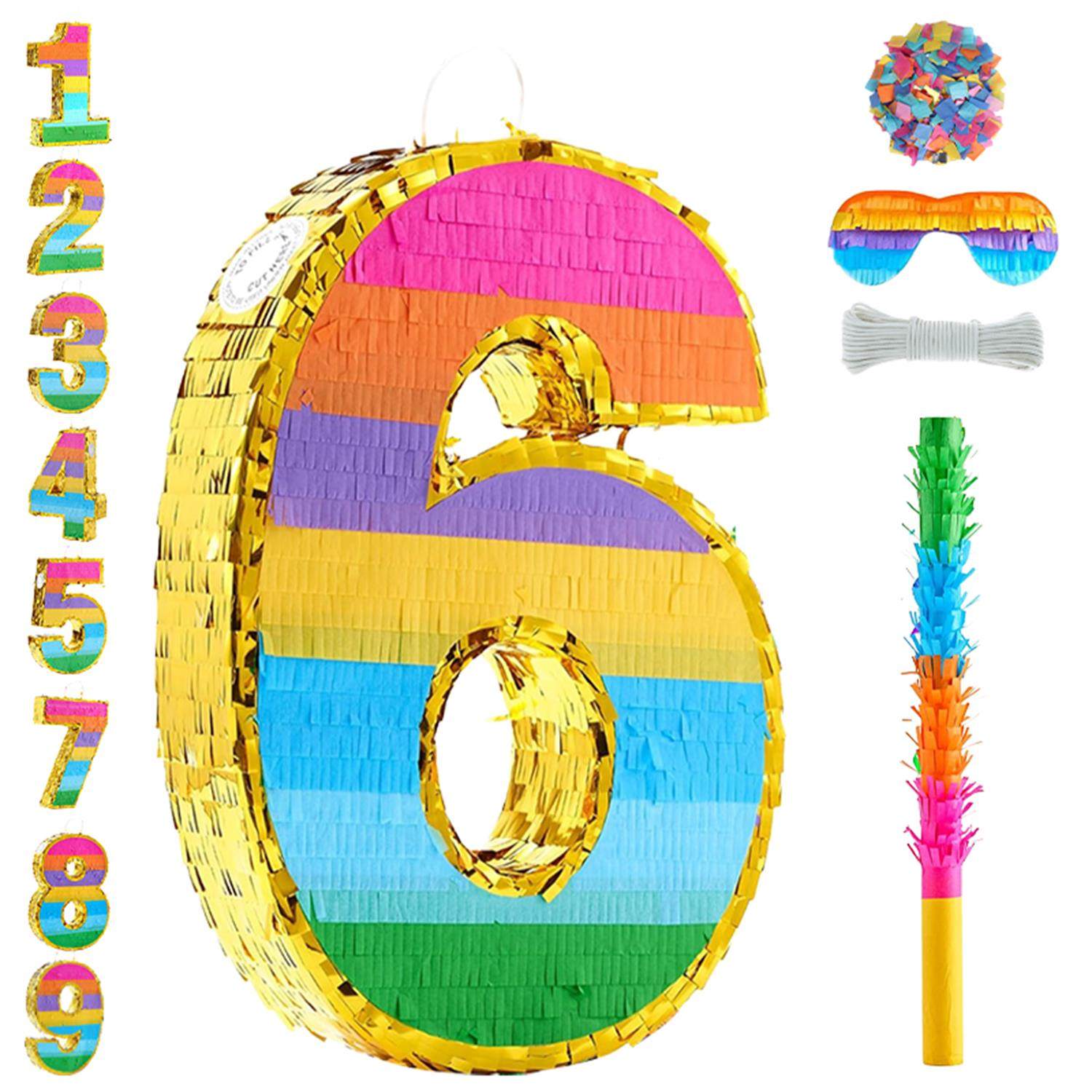 PanParty六一彩色彩虹数字皮纳塔生日聚会派对游戏道具pinata
