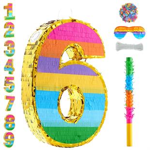 PanParty六一彩色彩虹数字皮纳塔生日聚会派对游戏道具pinata