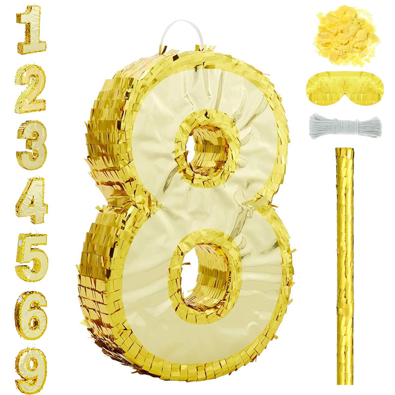 PanParty六一儿童金色数字皮纳塔生日聚会派对游戏道具pinata