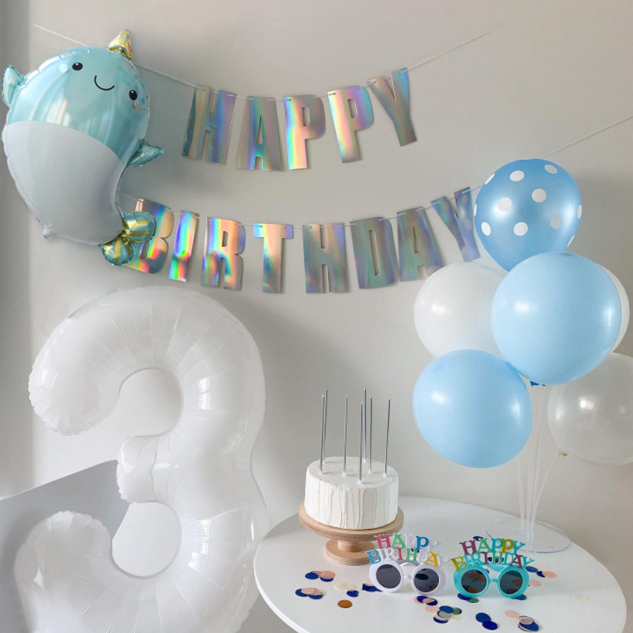 PanParty蓝色海洋主题派对鲸鱼鲨鱼儿童宝宝周岁生日装饰场景布置 - 实物图