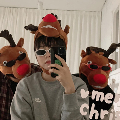 麋鹿头套帽子圣诞帽搞怪个性
