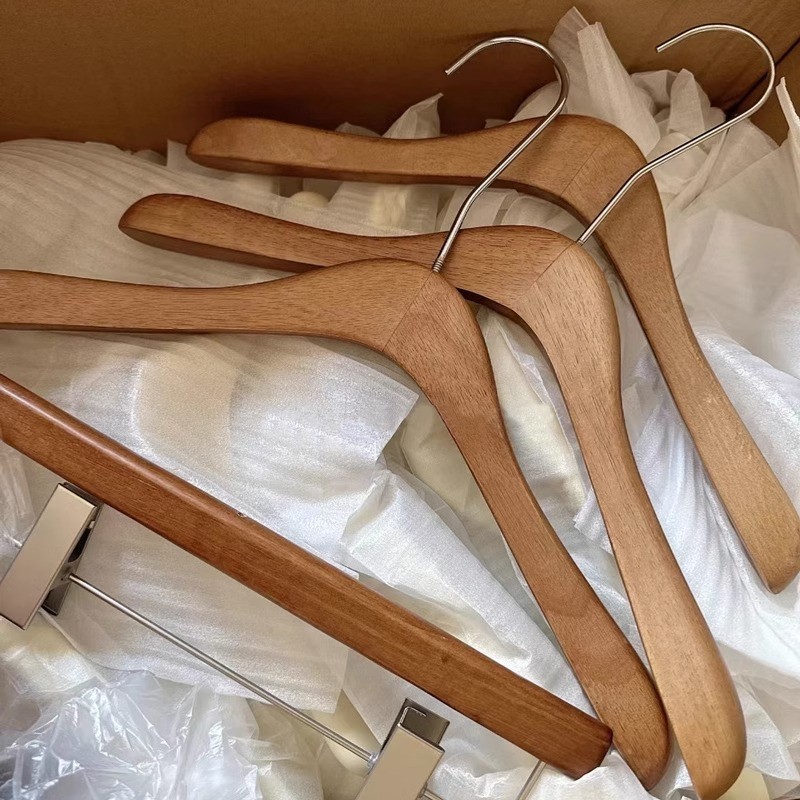 服装店专用实木衣架胡桃木色儿童