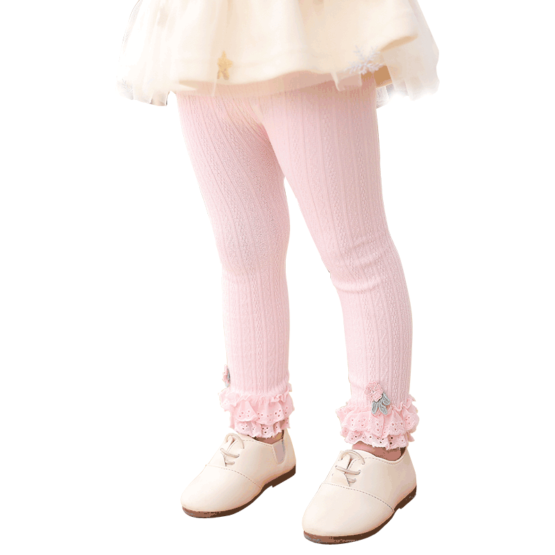 寶寶嬰兒大PP可開檔打底九分花邊褲襪春夏季薄款0-2-3歲2女童公主