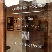 营业时间玻璃门贴纸告示牌咖啡理发美发店二维码 定制贴字广告静电