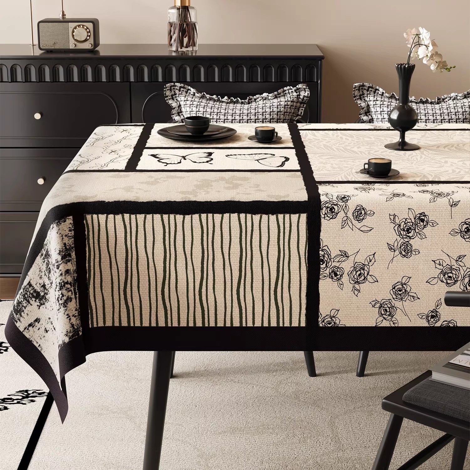 中古风桌布防水防油免洗2026新款轻奢高级感绿色复古餐桌茶几台布,居家布艺,餐垫,淘宝优惠券,粉丝福利购,淘宝优惠卷