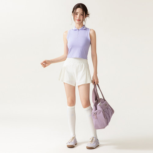 高级感翻领polo瑜伽背心女无袖外穿修身运动网球羽毛球健身服上衣