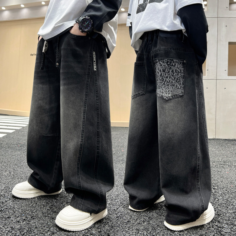 女童牛仔裤2026春秋新款中大童潮酷男孩宽松阔腿裤儿童爆款裤子潮,童装/婴儿装/亲子装,裤子,淘宝优惠券,粉丝福利购,淘宝优惠卷