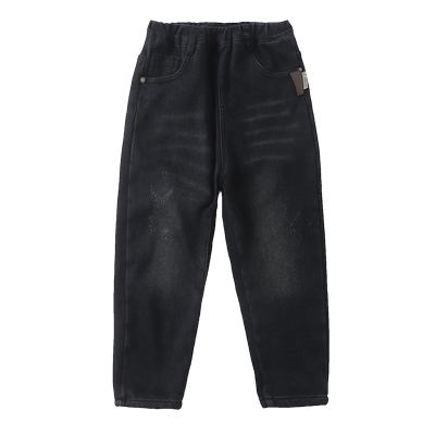 男童冬季加绒牛仔裤2024新款