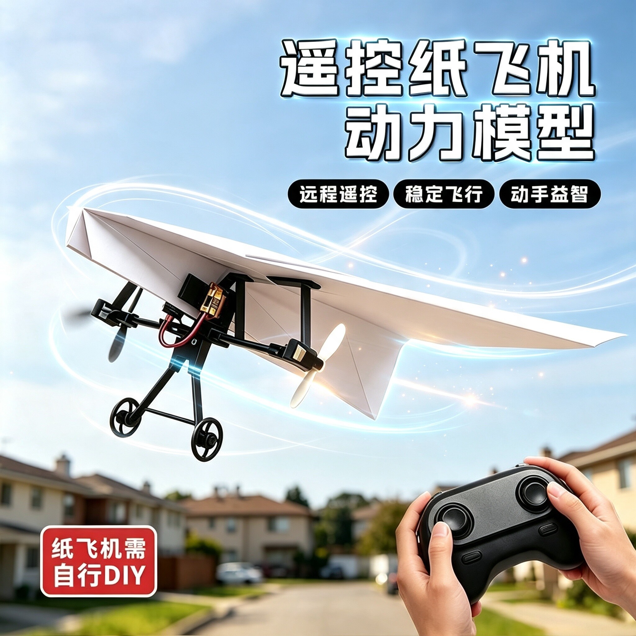 新款遥控纸飞机拼装DIY户外玩具