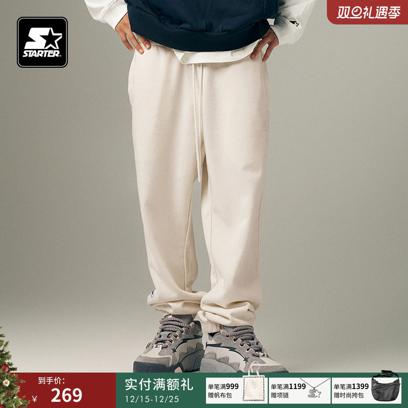 STARTER针织长裤2024秋季新款松紧腰运动休闲显瘦百搭长裤裤子