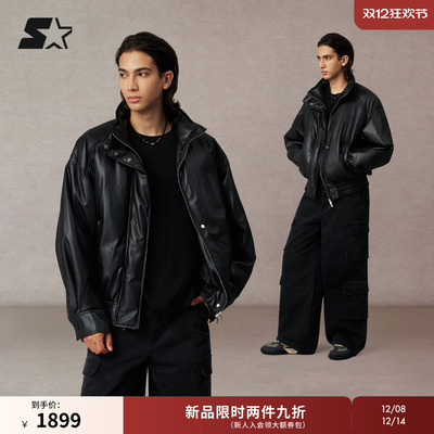 STARTER羽绒外套2025冬季新款男生保暖白鸭绒外套黑色上衣女生