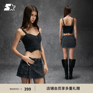 新款 STARTER牛仔背心2025秋季 女生辣妹风收腰休闲背心内搭上衣